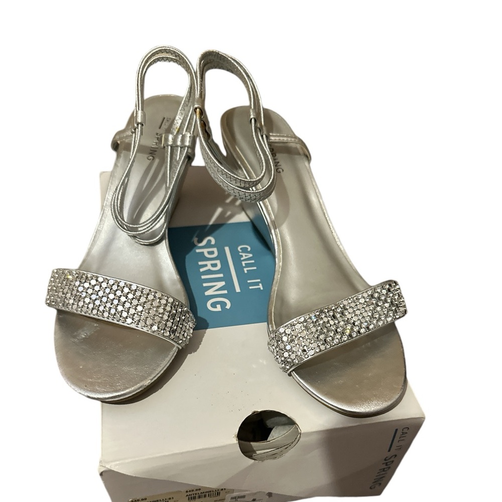 Call it Spring Women’s Dressy Wedge Open Toe Sparkly Shoes size 8